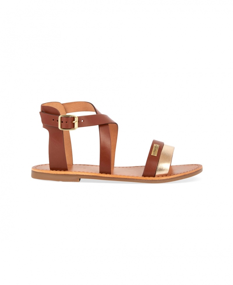 Sandales plates Les Tropeziennes HIPAZ Ankle-strap Doré Femme|VVKY-27230873